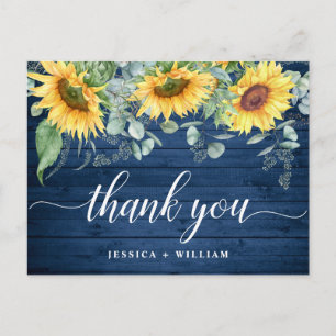 Elegante Sonnenblumen Rustic Wood Wedding Vielen D Postkarte