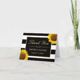 Elegante Sonnenblumen Schwarz-weiße Streifen Danke