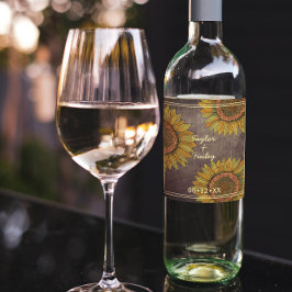 Elegante Sonnenblumen Taupe Bauernhof Rustikale Ho Weinetikett