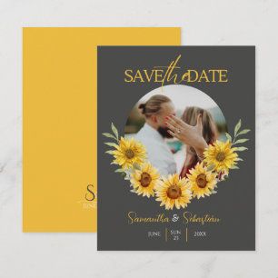 Elegante Sonnenblumen-Torbogen-Foto flach Save The Date