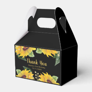 Elegante Sonnenblumen- und Blattwerk-Geburtstagsfe Geschenkschachtel
