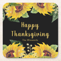 Elegante Sonnenblumen und Laub Thanksgiving-Party