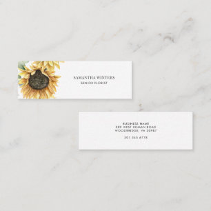 Elegante Sonnenblumen-Watercolor-Blumen Mini Visitenkarte