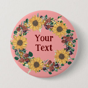 Elegante Sonnenblumenblume Wreath Lapel Pin Button
