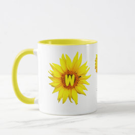 Elegante Sonnenblumencoffee Tasse (Name & Monogram