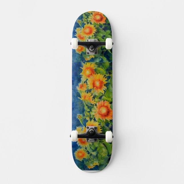 Elegante Sonnenblumenfilme Skateboard (Vorderseite)