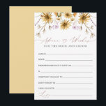 Elegante Sonnenhimmelkarte Hinweiskarte<br><div class="desc">Die Sunflower Advice & Wishings for Bride and Groom Brautparty Card ist eine atemberaubende Mischung aus Herbstcharme und künstlerischer Eleganz. Die faszinierenden Sonnenblumenbilder, die faszinierende Farbpalette und die exquisite Kalligrafie vereinen sich zu einem visuell atemberaubenden und emotional bedeutsamen Design. Diese Karte ist sicher, eine Touch von Verzauberung und Wärme zu...</div>