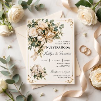 Elegante spanische Hochzeitseinladung Goldener Ehe Einladung