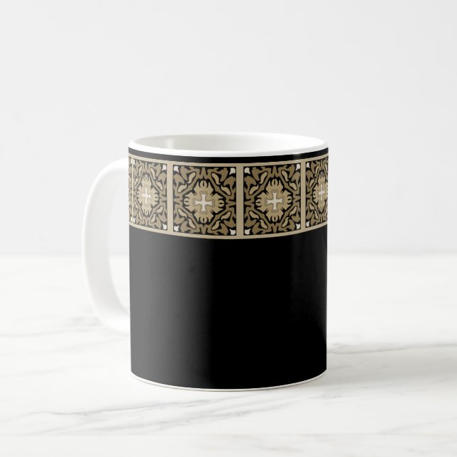 Elegante spanische Sepia-Fliese Kaffeetasse (Vorderseite Links)