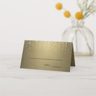 Elegante Sparkling String Lights Gold Wedding Platzkarte