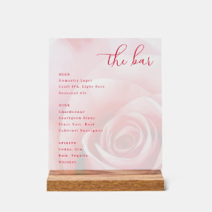 Elegante Speisekarte der Pink Rose Bar Acrylschild