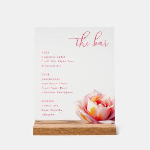 Elegante Speisekarte der Pink Rose Bar Acrylschild