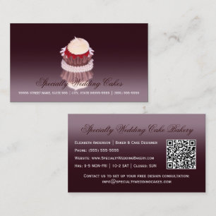 Elegante Spezialität Hochzeitskuchen mit QR-Code Visitenkarte