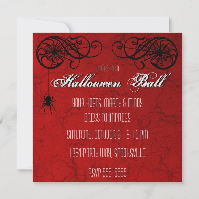 Elegante Spiderweb Halloween Ball Party Einladung (Vorderseite)