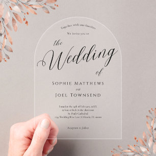 Elegante Spielend Romantische Schwarze Schrift Hoc Acryleinladungen
