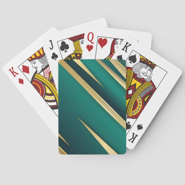 Elegante Spielkarten - Grün und Gold (Rückseite)