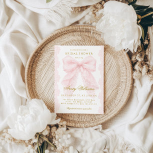 Elegante Spitze Rosa Schleife Brautparty Einladung