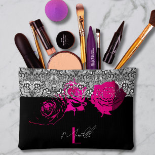 Elegante Spitze & Rosen Personalisiert Zubehörtasche