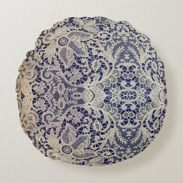 Elegante Spitze Rundes Kissen (Vorderseite)