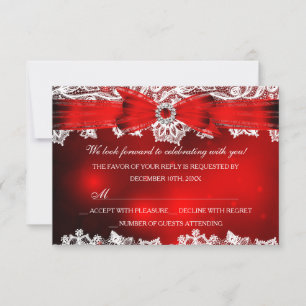 Elegante Spitze & Schleife Weihnachten Feiertag RS RSVP Karte