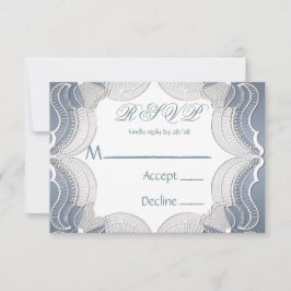 Elegante Spitzen auf Blue Wedding RSVP Cards
