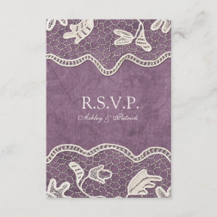 Elegante Spitzen auf dem Violet Background UAWG RSVP Karte