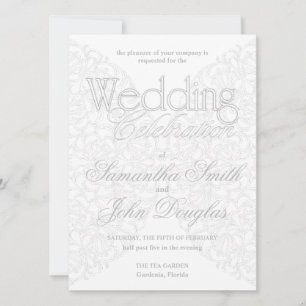 Elegante Spitzen Gray & White Moderne Minimalistis Einladung