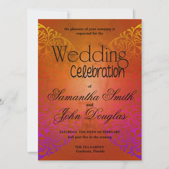 Elegante Spitzen Rustikal & Schwarz Modernes Minim Einladung (Vorderseite)