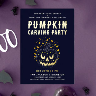 Elegante Spooky Halloween Night Pumpkin Carving Folieneinladung