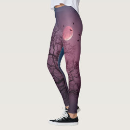 Elegante Spooky Halloween Themenbaum Mondwerk Leggings