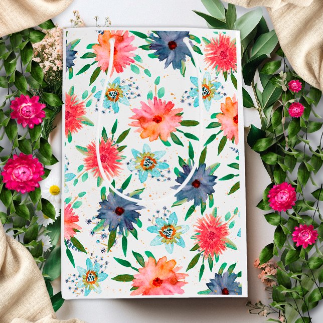 Elegante Spring Boho Chic Gold Floral Wildblume Mittlere Geschenktüte (Von Creator hochgeladen)