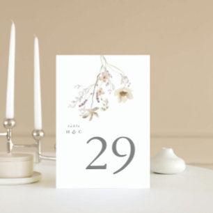 Elegante Spring Boho Wildblume Wedding Tischnummer