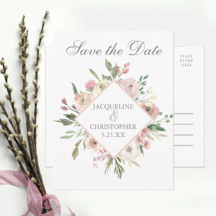 Elegante Spring Floral Blush Peony Wedding Ankündigungspostkarte