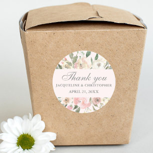 Elegante Spring Floral Blush Peony Wedding Runder Aufkleber