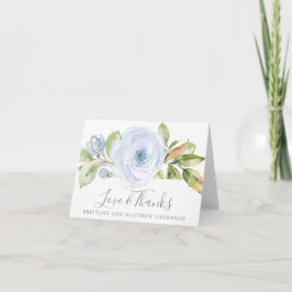 Elegante Spring Floral Dusty Blue Wedding Vielen D Dankeskarte