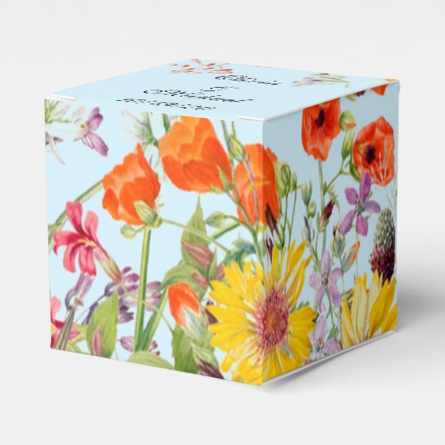 Elegante Spring Flowers Blue Gastgeschenk Hochzeit Geschenkschachtel (Vorderseite)