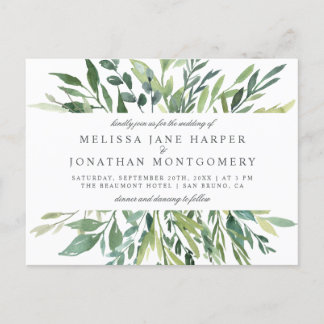 Elegante Spring Greenerity Wedding Einladungspostkarte