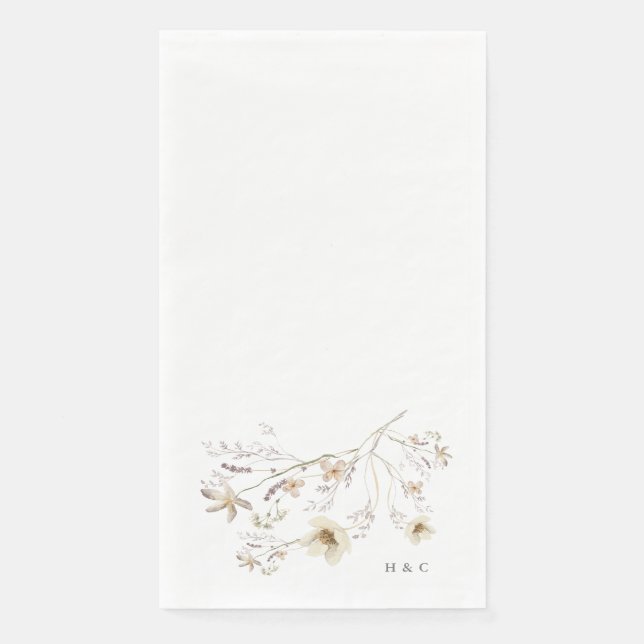 Elegante Spring Monogram Wildblume Wedding Serviette (Vorderseite)