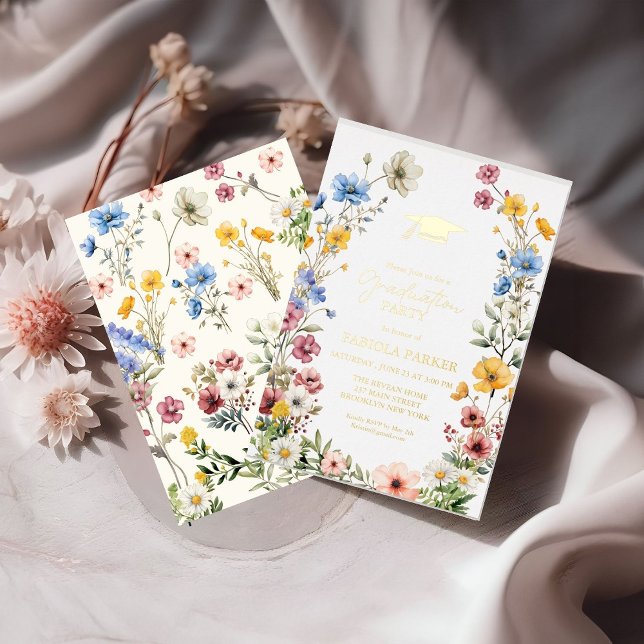 Elegante Spring Wildblume Abschluss Folieneinladung (Von Creator hochgeladen)