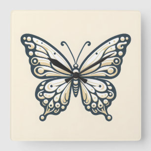 Elegante Square Butterfly Wall Clock Quadratische Wanduhr