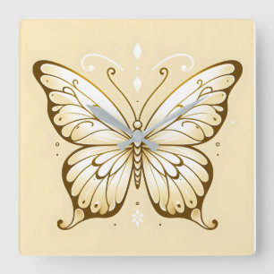 Elegante Square Butterfly Wall Clock Quadratische Wanduhr