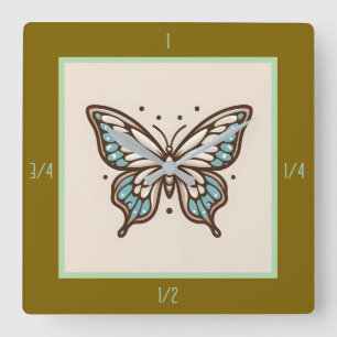 Elegante Square Butterfly Wall Clock Quadratische Wanduhr