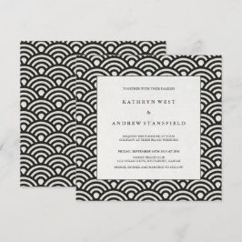 Elegante Square Schwarz-Weiß-Gemusterte Hochzeit Einladung
