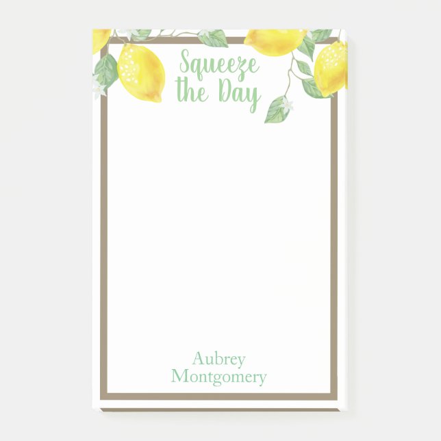 Elegante Squeeze the Day Lemons & Foliage Post-it Klebezettel (Vorderseite)