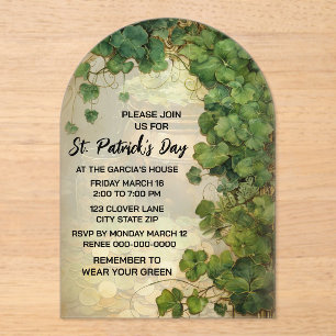 Elegante St. Patrick’s Day Grün-Klee-Einladung Acryleinladungen