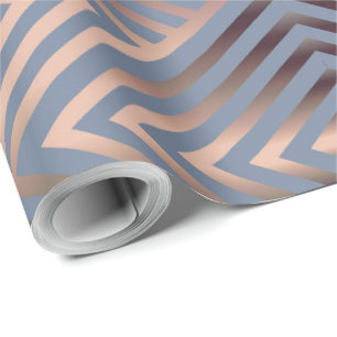 Elegante Stahlblau und Sandfarbe modern Zickzack Geschenkpapier