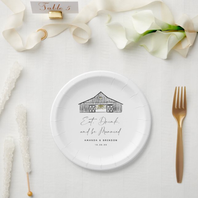 Elegante Stall Wedding Quote Paper Plate Pappteller (Hochzeit)