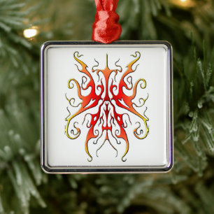 Elegante Stammesmaske mit Flammendesign in abstrak Ornament Aus Metall