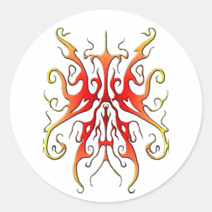 Elegante Stammesmaske mit Flammendesign in abstrak Runder Aufkleber