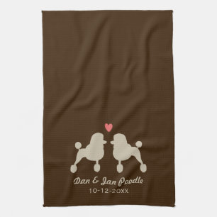 Elegante Standardpudel mit Herz und Text Handtuch